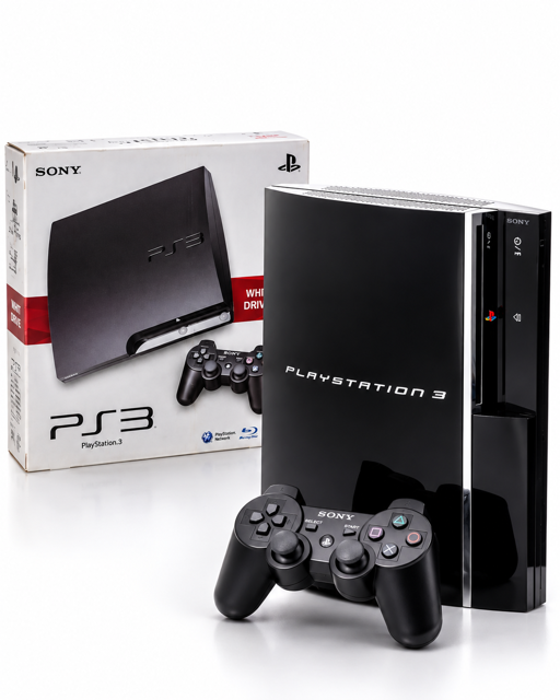 کنسول بازی Ps3 fat 320GB به همراه کارتن و بازی و لوازم کامل دسته و کابل های اتصال