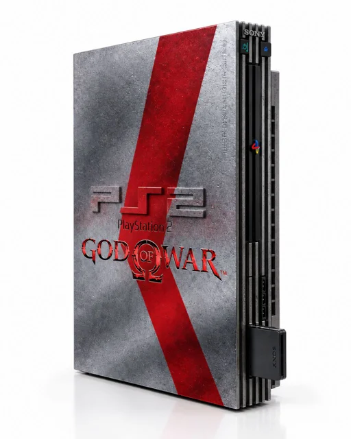 کنسول بازی Ps2 کاستوم طرح God of War به همراه کارتن همراه فلش 64 گیگ و اجرای بازی های ps1 و sega