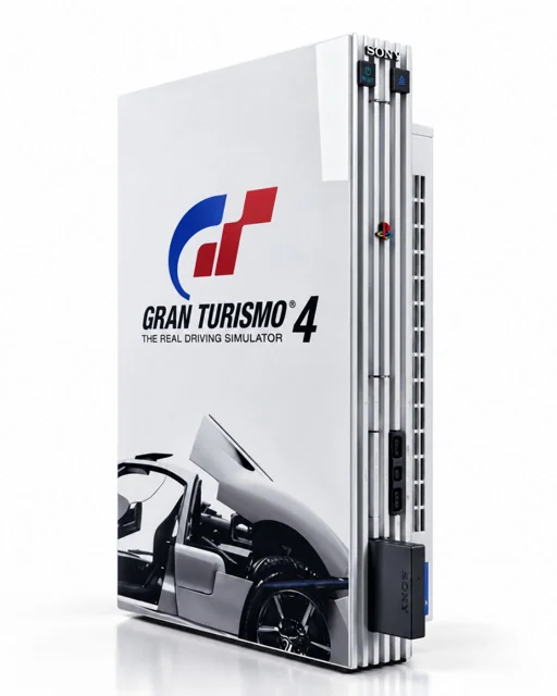 کنسول بازی Ps2 کاستوم طرح Gran Turismo 4 به همراه کارتن همراه فلش 64 گیگ و اجرای بازی های ps1 و sega